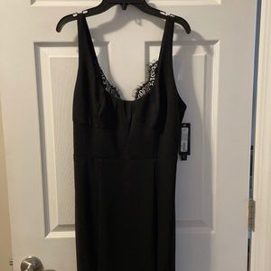 AQUA Bloomingdales exclusive black long bridesmaid dress